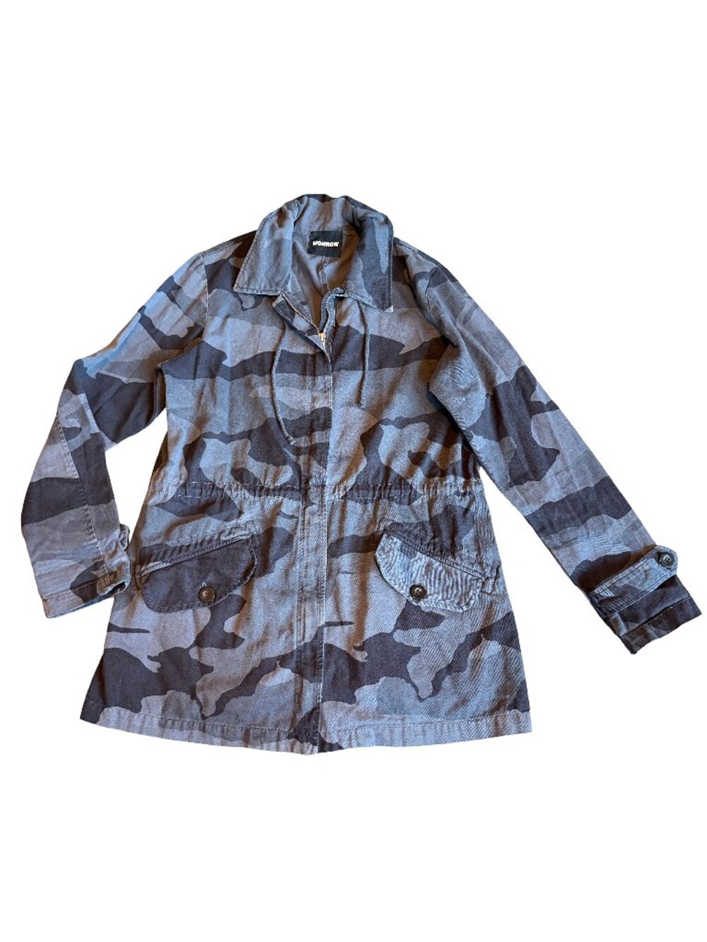 Monrow Black Grey Camo Print Jacket Utility Streetwear 100% Cotton Size Medium